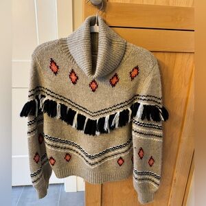 Lou & Grey Gray Patterned Cowl Neck Sweater